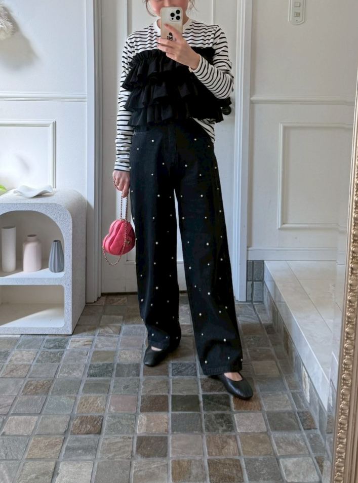 DOTパール ワイドデニムパンツ(sd73923)