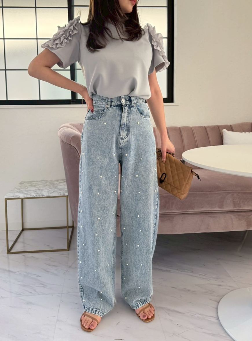 DOTパール ワイドデニムパンツ(sd73923) ♡ノベルティ対象商品♡