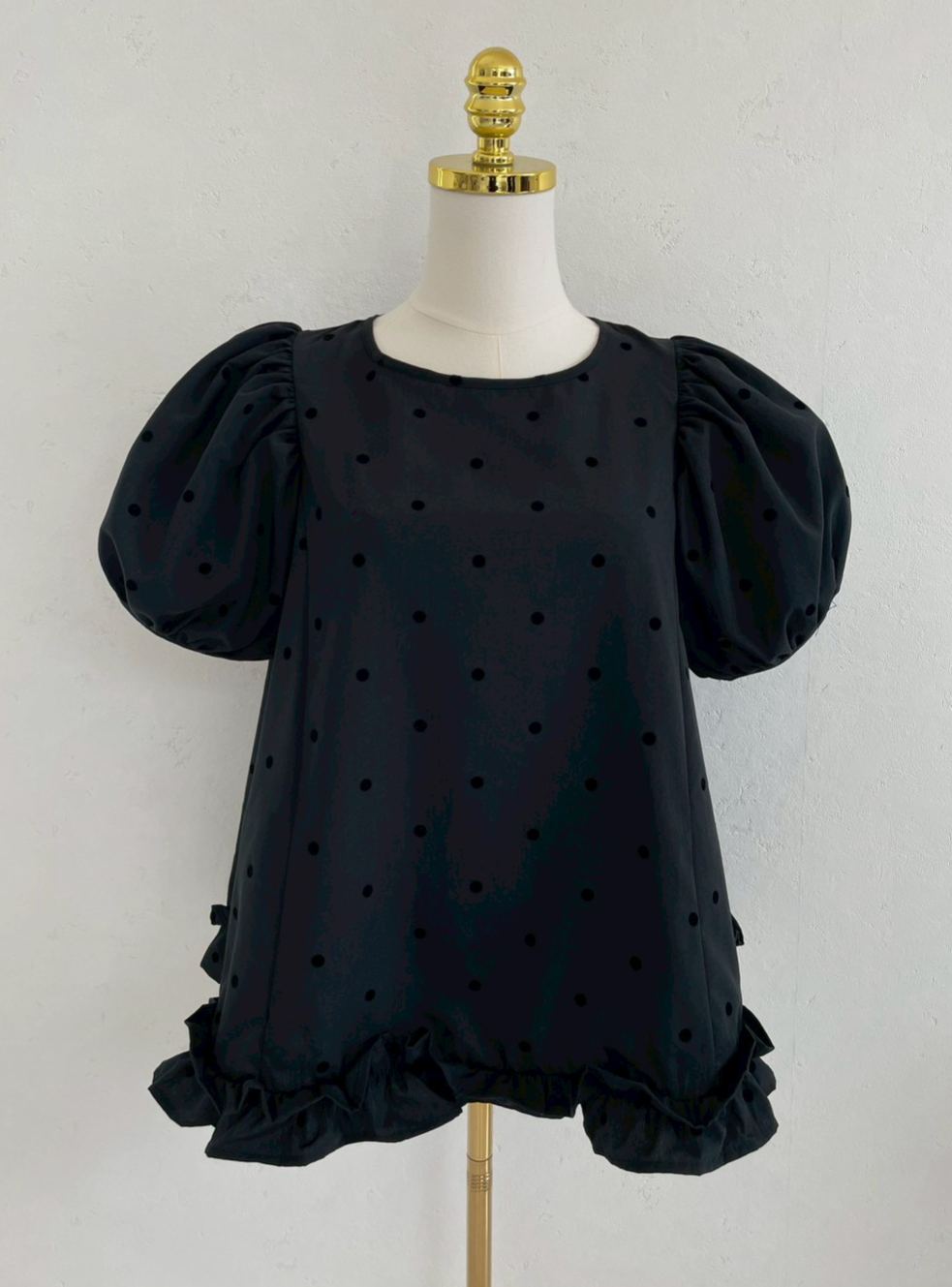 ドット裾フリルパフブラウス(sd3340)