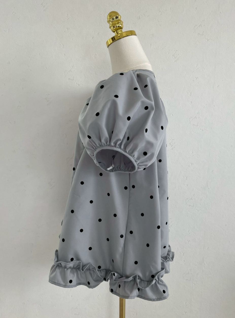 ドット裾フリルパフブラウス(sd3340)