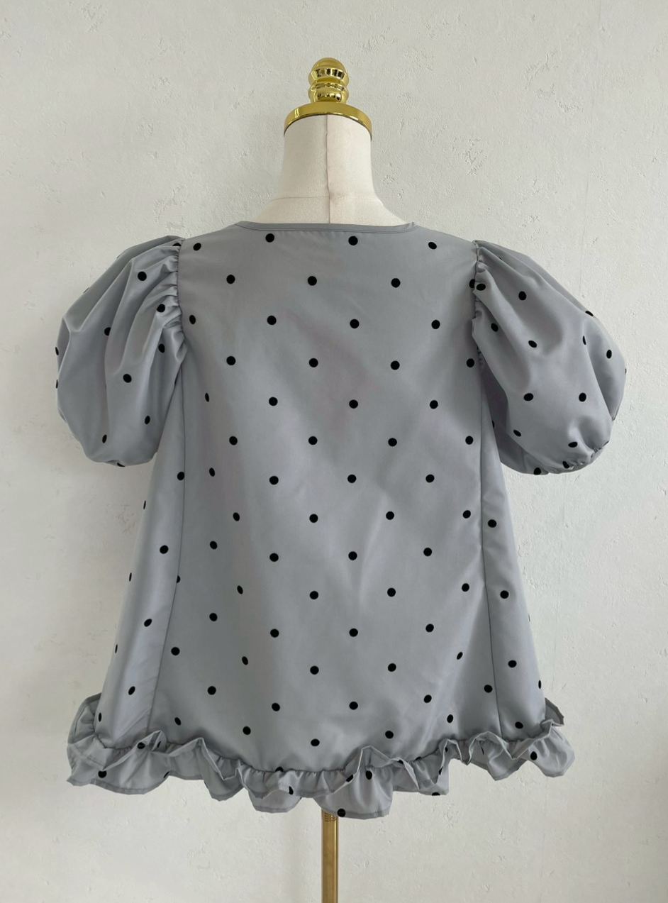 ドット裾フリルパフブラウス(sd3340)