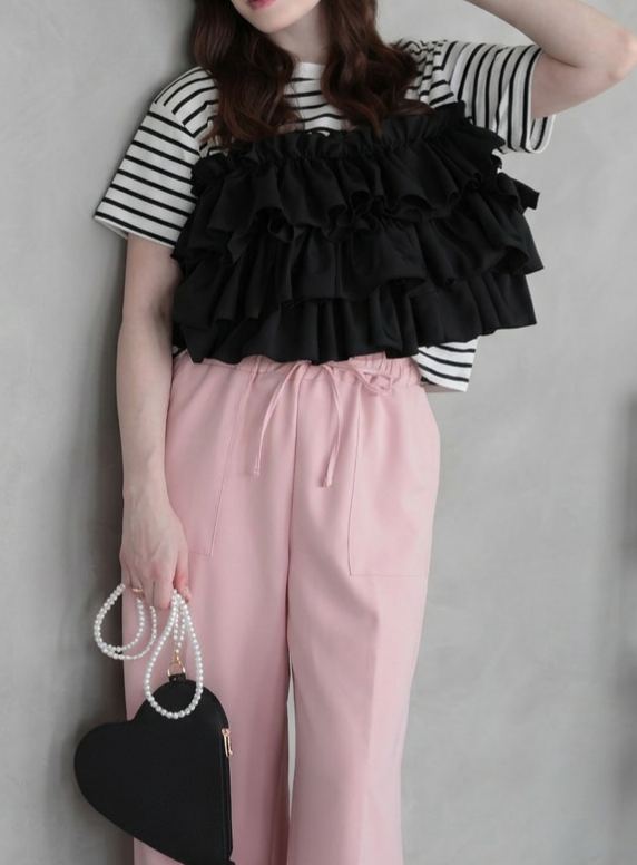 PUFF FRILL ボーダーTシャツ(im005/半袖)
