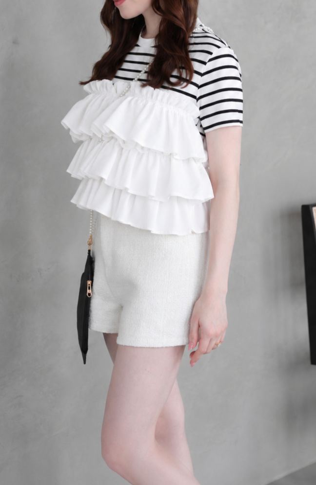 PUFF FRILL ボーダーTシャツ(im005/半袖)
