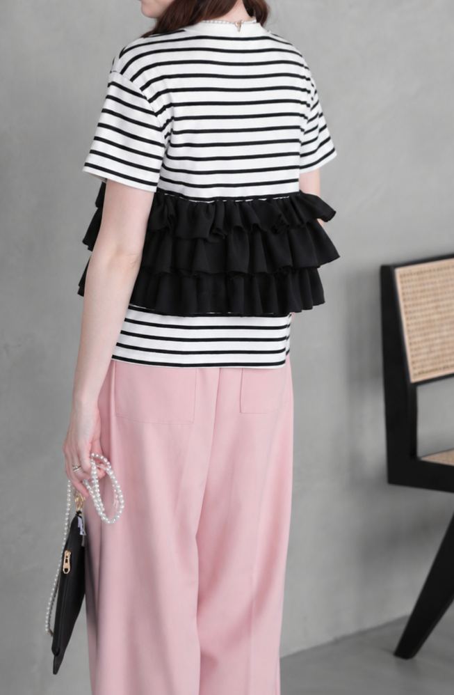 PUFF FRILL ボーダーTシャツ(im005/半袖)