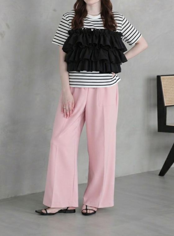 PUFF FRILL ボーダーTシャツ(im005/半袖)