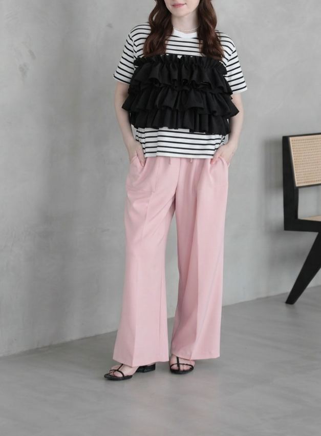 PUFF FRILL ボーダーTシャツ(im005/半袖)