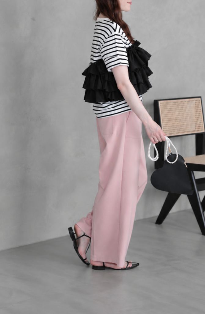 PUFF FRILL ボーダーTシャツ(im005/半袖)