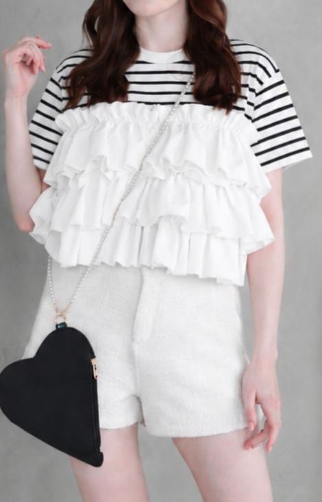 PUFF FRILL ボーダーTシャツ(im005/半袖)