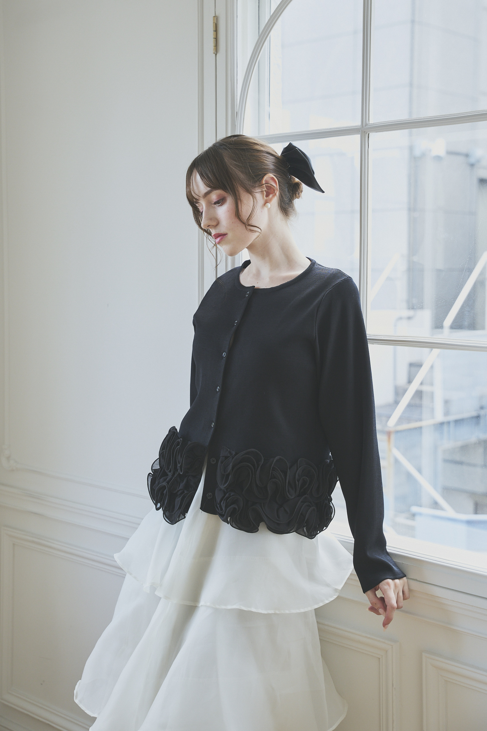 【オーガンジーティアードフリルロングスカート(sin-2504-10)】