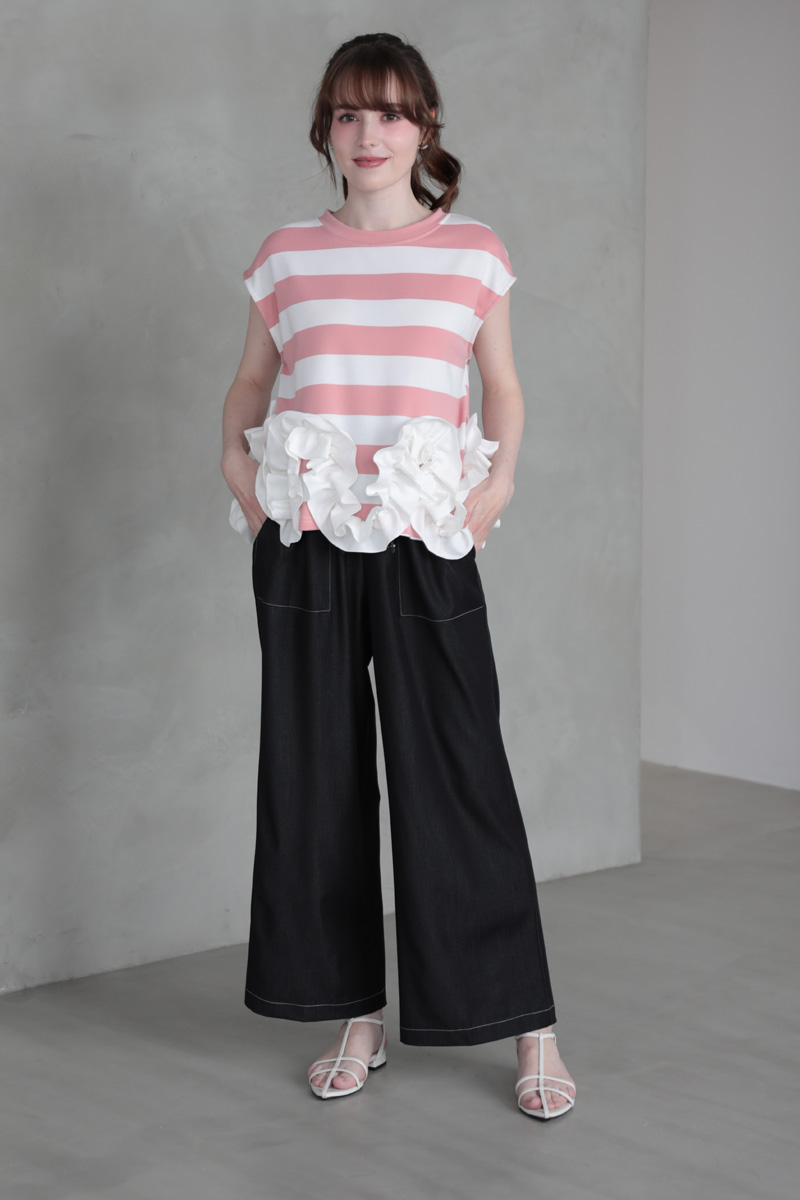 【さらっとエアリーデニムワイドパンツ(kk2505-5-0033)】