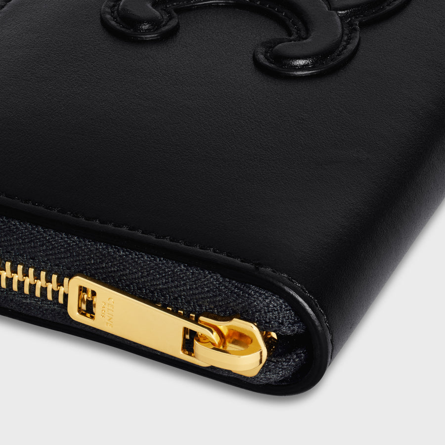 ラージ ジップウォレット キュイル トリオンフ / スムースカーフスキン ブラック