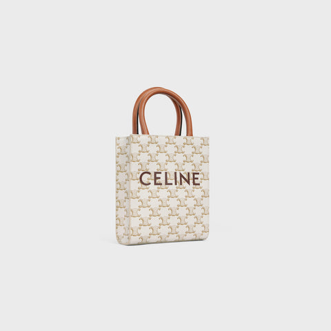 ミニ バーティカル トリオンフ キャンバス CELINE カバ / キャンバス & プリント入りカーフスキン ホワイト