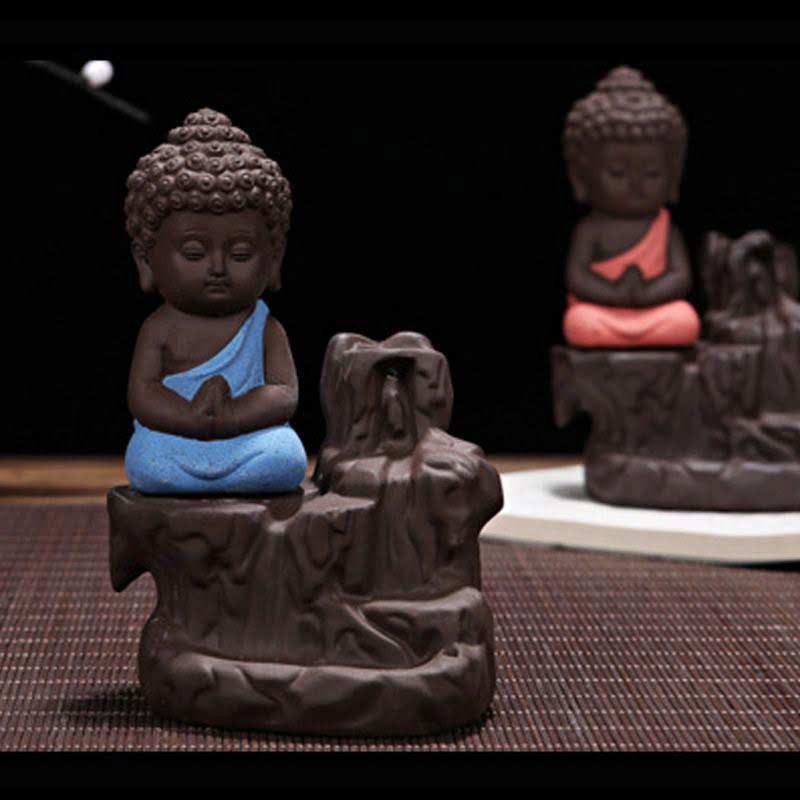 Little Buddha Statue Backflow Smoke Waterfall Incense Burner Holder @Just Rs.499/-