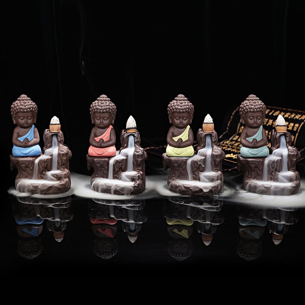 Little Buddha Statue Backflow Smoke Waterfall Incense Burner Holder @Just Rs.499/-