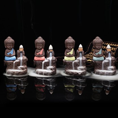 Little Buddha Statue Backflow Smoke Waterfall Incense Burner Holder @Just Rs.499/-