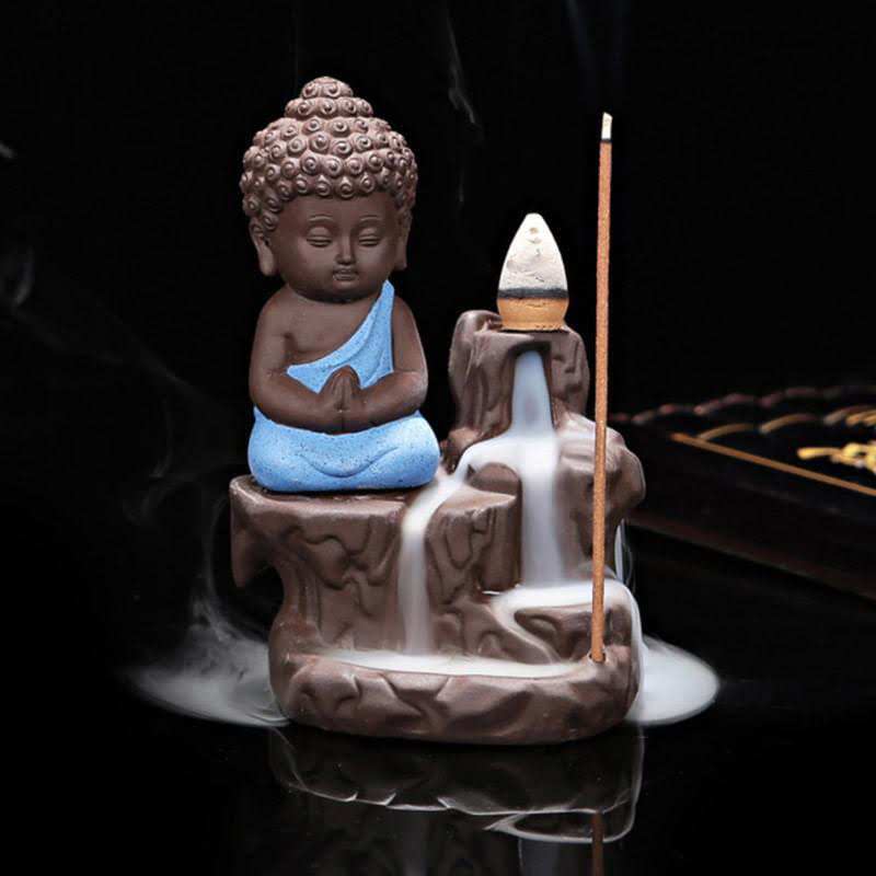 Little Buddha Statue Backflow Smoke Waterfall Incense Burner Holder @Just Rs.499/-