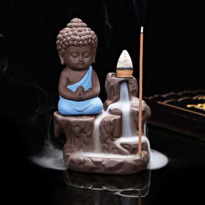 Little Buddha Statue Backflow Smoke Waterfall Incense Burner Holder @Just Rs.499/-