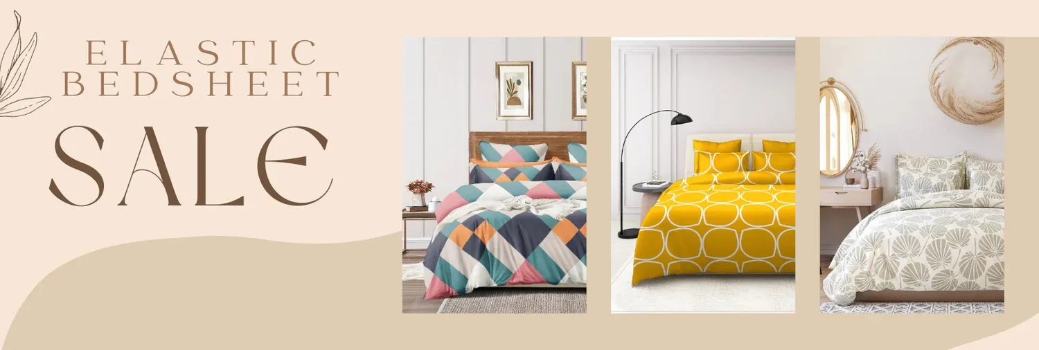cotton elastic fitted double bedsheets with 2 pillow covers
