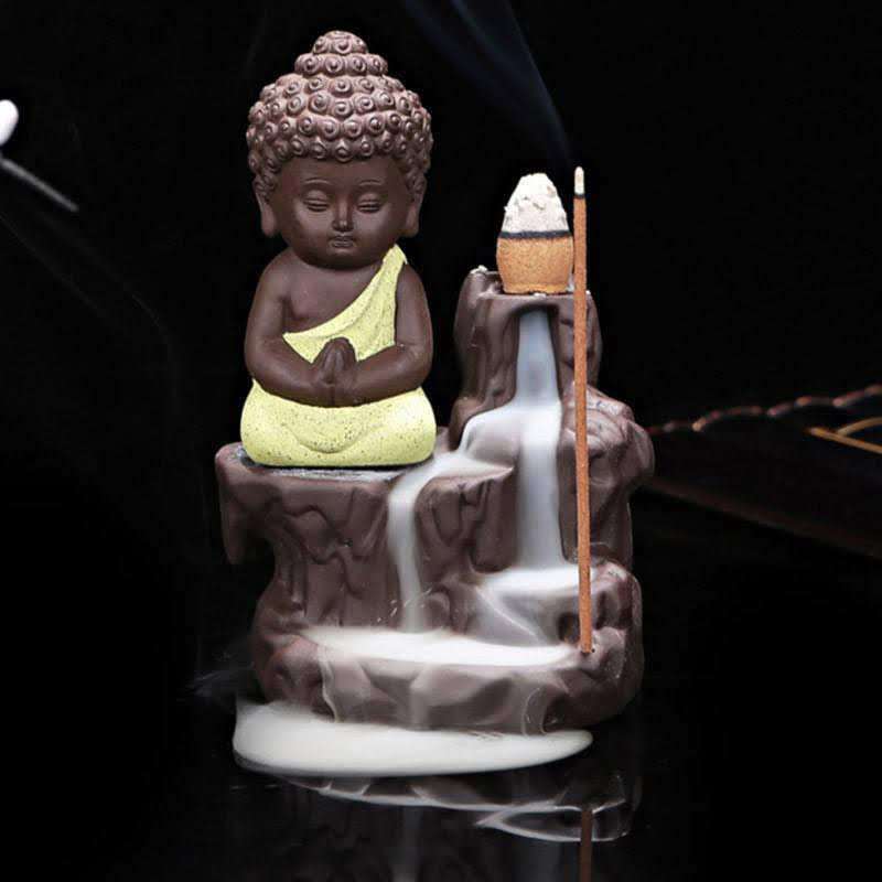 Little Buddha Statue Backflow Smoke Waterfall Incense Burner Holder @Just Rs.499/-