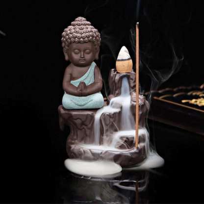 Little Buddha Statue Backflow Smoke Waterfall Incense Burner Holder @Just Rs.499/-