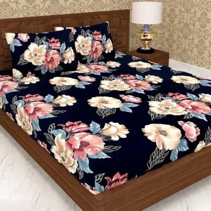Cotton Elastic Fitted Double Bedsheets With 2 Pillow Covers (72*78* Upto 10 Inches) & 360 Degree Elasticated @ Just Rs.599/-