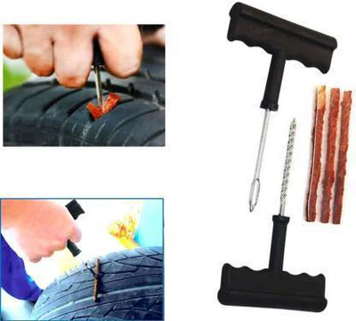 Car Bike Auto Tire Puncture Plug Repair Tool Kit With Glue For Tubeless Tyre Safety Strip @ Just Rs.499/-