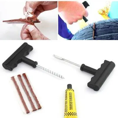 Car Bike Auto Tire Puncture Plug Repair Tool Kit With Glue For Tubeless Tyre Safety Strip @ Just Rs.499/-