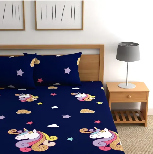 Cotton Elastic Fitted Double Bedsheets With 2 Pillow Covers (72*78* Upto 10 Inches) & 360 Degree Elasticated @ Just Rs.599/-