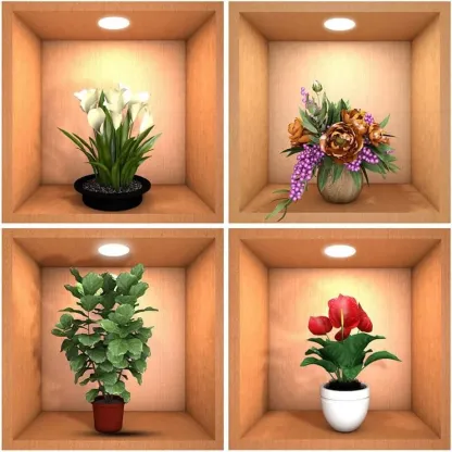 Green Plant Potted 3D Wall Stickers (Set of 4) @ Just Rs.499/-