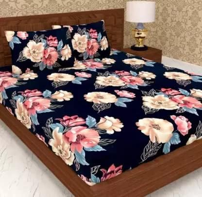 Cotton Elastic Fitted Double Bedsheets With 2 Pillow Covers (72*78* Upto 10 Inches) & 360 Degree Elasticated @ Just Rs.599/-