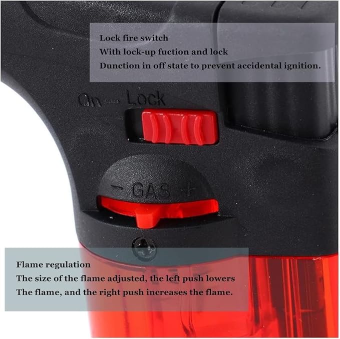 Jet Flame Gas Lighter, Windproof ABS Strong Plastic Handy Liter, Built-in Safety Lock, Multicolored Pack of 2 @ Just Rs.499/-