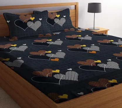 Cotton Elastic Fitted Double Bedsheets With 2 Pillow Covers (72*78* Upto 10 Inches) & 360 Degree Elasticated @ Just Rs.599/-