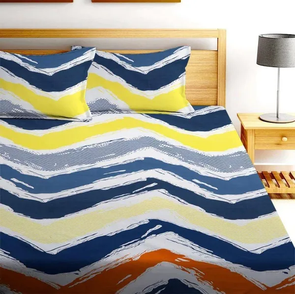 Cotton Elastic Fitted Double Bedsheets With 2 Pillow Covers (72*78* Upto 10 Inches) & 360 Degree Elasticated @ Just Rs.599/-