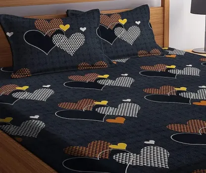 Cotton Elastic Fitted Double Bedsheets With 2 Pillow Covers (72*78* Upto 10 Inches) & 360 Degree Elasticated @ Just Rs.599/-