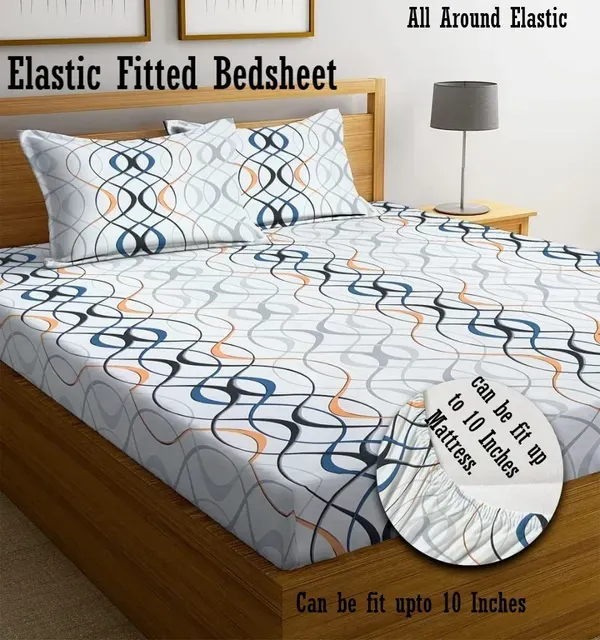 Cotton Elastic Fitted Double Bedsheets With 2 Pillow Covers (72*78* Upto 10 Inches) & 360 Degree Elasticated @ Just Rs.599/-