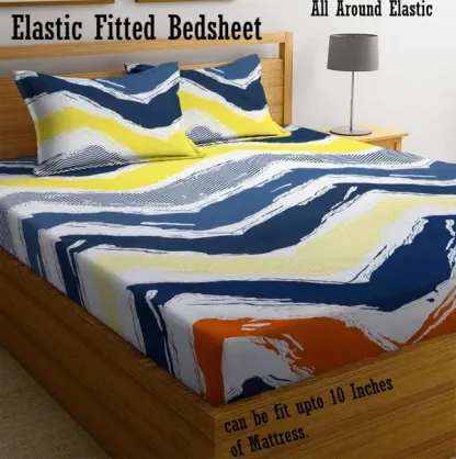 Cotton Elastic Fitted Double Bedsheets With 2 Pillow Covers (72*78* Upto 10 Inches) & 360 Degree Elasticated @ Just Rs.599/-