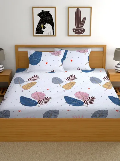 Cotton Elastic Fitted Double Bedsheets With 2 Pillow Covers (72*78* Upto 10 Inches) & 360 Degree Elasticated @ Just Rs.599/-