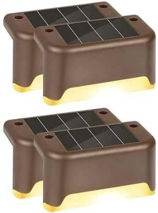 Solar Deck Lights Outdoor Solar Waterproof Led Solar Lights For Outdoor Stairs, Step, Fence, Yard, Patio, And Pathway(Warm White Light) @ Just Rs.599/-