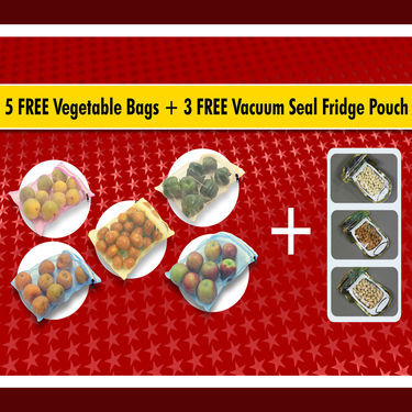 7 Pcs Fridge Cover Set + 5 Vegetable Storage Bags + 3 Vacuum Seal Pouch Free @ Just Rs.499/-