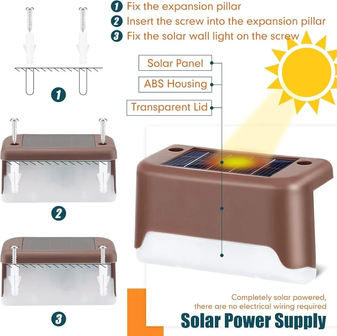 Solar Deck Lights Outdoor Solar Waterproof Led Solar Lights For Outdoor Stairs, Step, Fence, Yard, Patio, And Pathway(Warm White Light) @ Just Rs.599/-