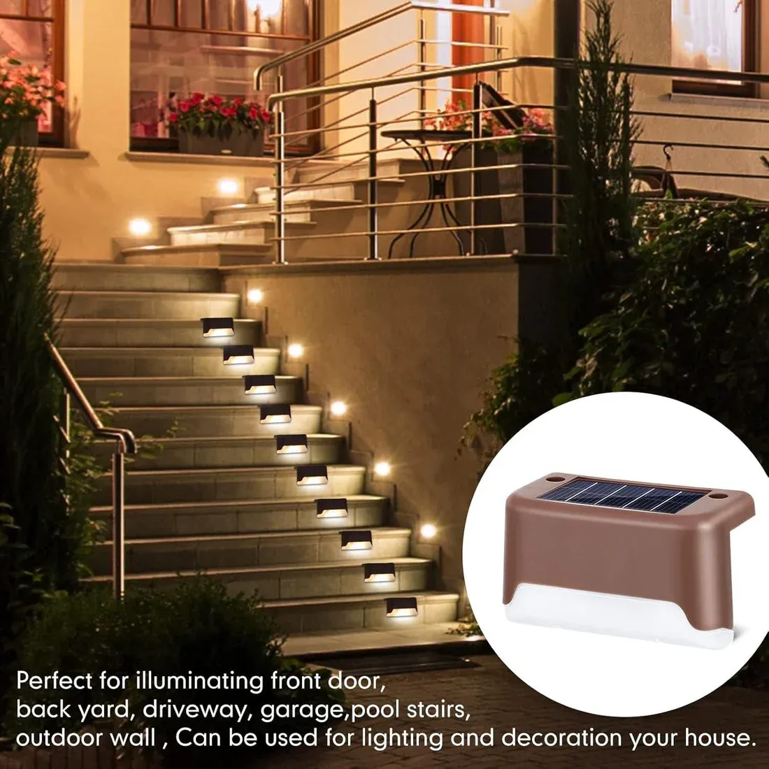 Solar Deck Lights Outdoor Solar Waterproof Led Solar Lights For Outdoor Stairs, Step, Fence, Yard, Patio, And Pathway(Warm White Light) @ Just Rs.599/-