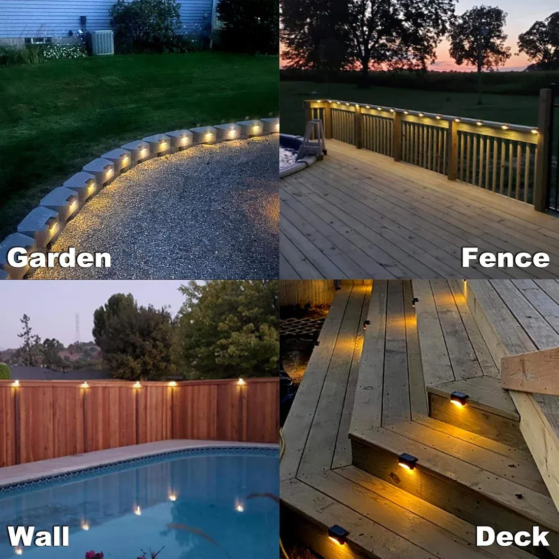 Solar Deck Lights Outdoor Solar Waterproof Led Solar Lights For Outdoor Stairs, Step, Fence, Yard, Patio, And Pathway(Warm White Light) @ Just Rs.599/-