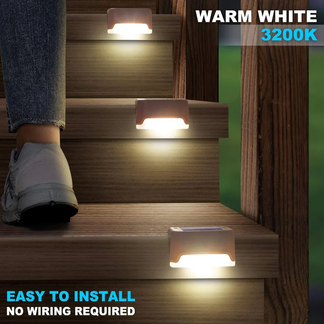 Solar Deck Lights Outdoor Solar Waterproof Led Solar Lights For Outdoor Stairs, Step, Fence, Yard, Patio, And Pathway(Warm White Light) @ Just Rs.599/-