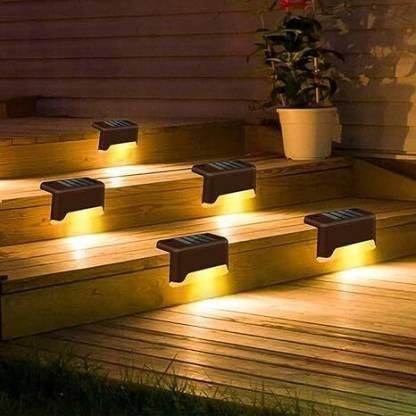 Solar Deck Lights Outdoor Solar Waterproof Led Solar Lights For Outdoor Stairs, Step, Fence, Yard, Patio, And Pathway(Warm White Light) @ Just Rs.599/-