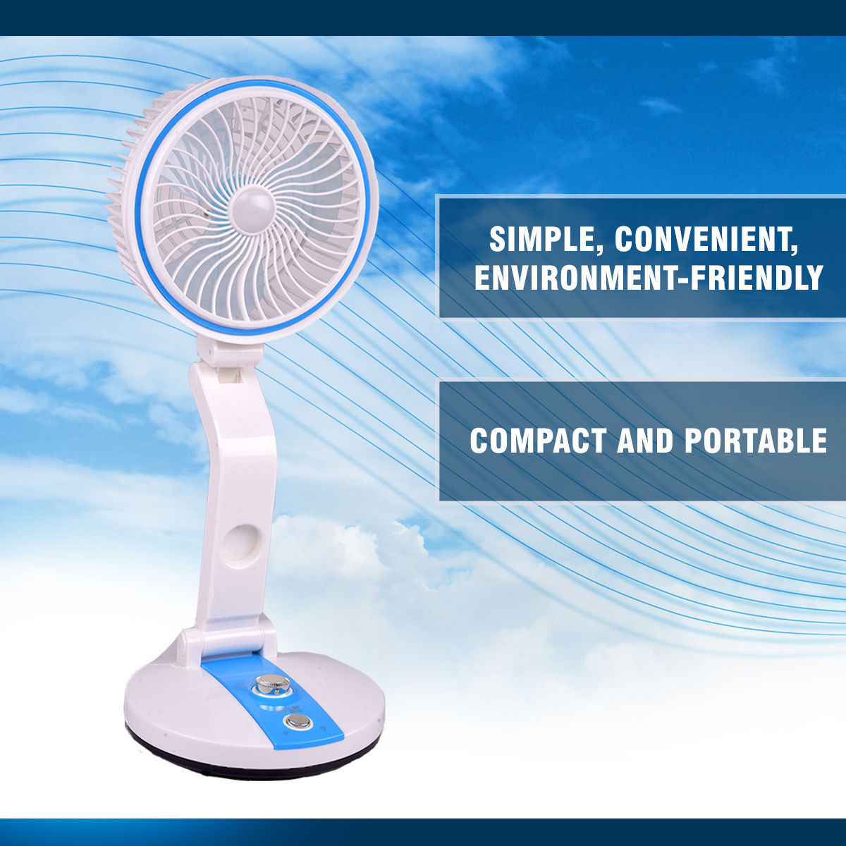 Portable Folding Fan with LED Light | USB Rechargeable @ Just Rs.1299/-