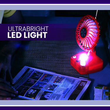 Rechargeable Portable Fan with LED Light @ Just Rs.499/-