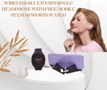Wireless Bluetooth Single Headphone With Mobile Stand & Sports Watch @ Just Rs.499/-