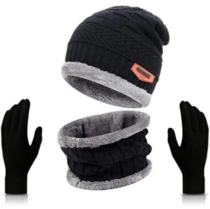 Unisex Woolen Winter Cap Gloves & Neck Muffler Warm Soft @ Just Rs.599/-