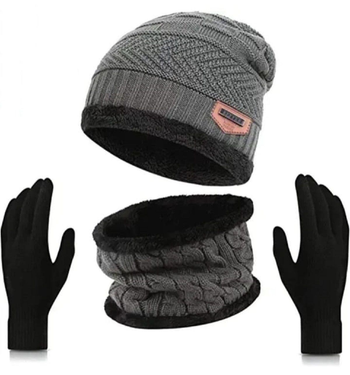 Unisex Woolen Winter Cap Gloves & Neck Muffler Warm Soft @ Just Rs.599/-