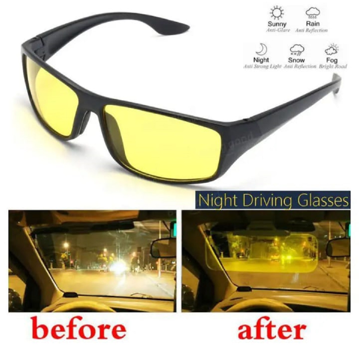 Anti Glare Night Vision Glasses Pack Of 2 @ Just Rs.399/-